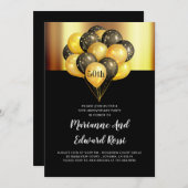 Invitation noire et or pour les 50 ans de mariage (Devant / Derrière)