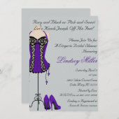 Invitation noire et pourpre de Fête de la mariée (Devant / Derrière)