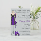 Invitation noire et pourpre de Fête de la mariée (Debout devant)