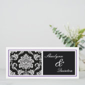 Invitation noire et pourpre de mariage damassé (Debout devant)