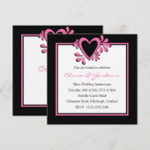 Invitation noire et rose de fête d'anniversaire de (Devant / Derrière)