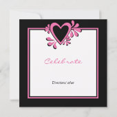 Invitation noire et rose de fête d'anniversaire de (Dos)