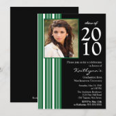 Invitation noire et verte d'obtention du diplôme (Devant / Derrière)