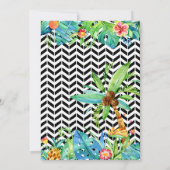 Invitation noire florale tropicale de Fête de la (Dos)