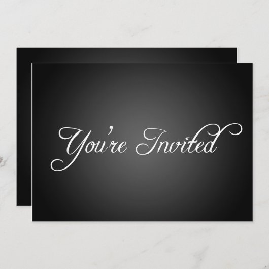 Invitation noire moderne de partie (Devant / Derrière)