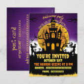 Invitation noire pour une maison effrayante à une  (Devant / Derrière)