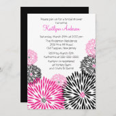 Invitation noire/rose à la mode de Fête de la (Devant / Derrière)