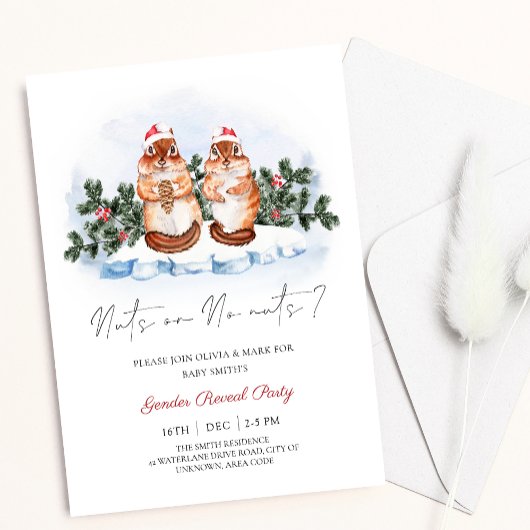 Invitation Noix d'écureuil Noël hiver Révélation de genre