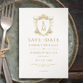 Invitation Noix Mariage Or Initiales personnalisées de mariag