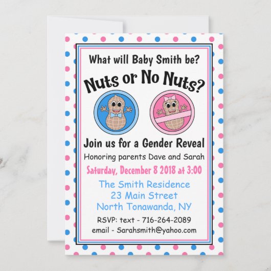 Invitation Noix ou Pas de noix genre révéler l'invitation (Devant)