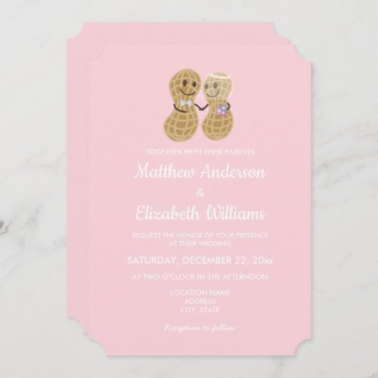 Invitation Noix sur l'autre Élégant Mariage rose (Devant / Derrière)