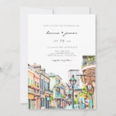 Invitation NOLA Aquarelle Nouvelle-Orléans Mardi Gras Mariage (Devant)
