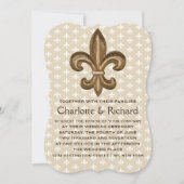 Invitation Nola Gold & White French Fleur De Lis Mariage (Devant)
