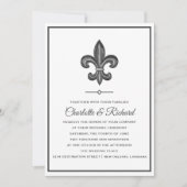 Invitation Nola Grey & White French Fleur De Lis Mariage (Devant)