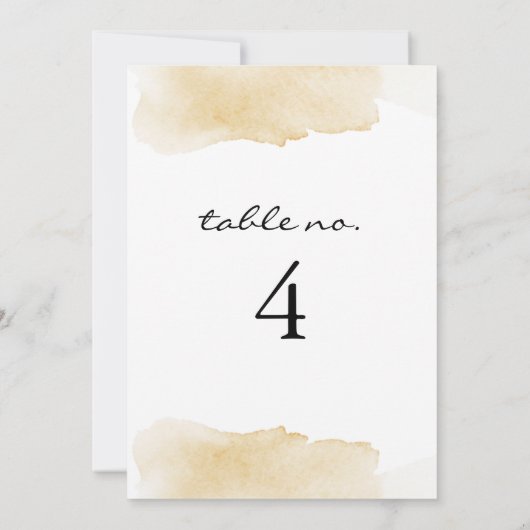 Invitation NOLA Jaune Aquarelle Mariage Numéro de tableau (Dos)