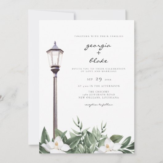 Invitation NOLA | New Orleans Magnolia Bourbon Mariage de rue (Devant)
