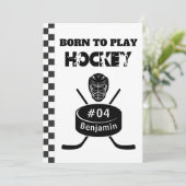 Invitation Nom Age Texte Jersey Numéro Hockey Anniversaire (Debout devant)