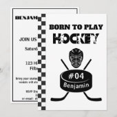 Invitation Nom Age Texte Jersey Numéro Hockey Anniversaire (Devant / Derrière)