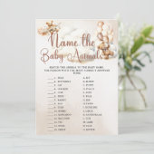 Invitation NOM BÉBÉ ANIMAUX Baby shower JEU MÊME Ours (Debout devant)