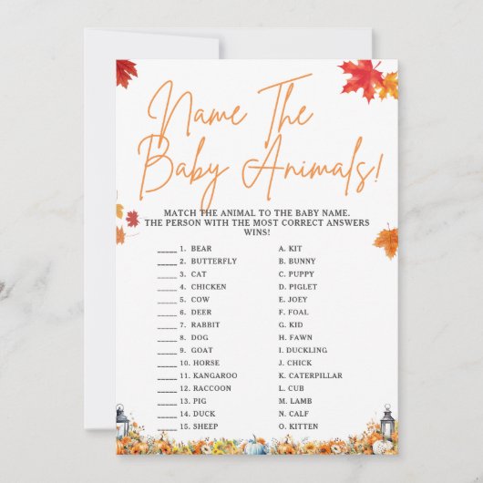 Invitation NOM BÉBÉ ANIMAUX Baby shower JEU MÊME Ours (Devant)