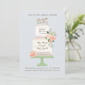 Invitation Nom Cake Topper Aquarelle Fête des mariées florale (Debout devant)