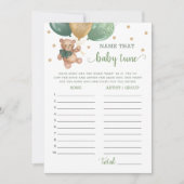 Invitation Nom Cette Bébé Tune Baby shower Teddy Bear Card (Devant)