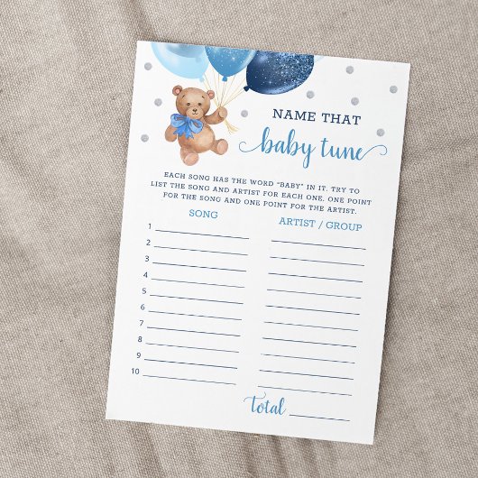 Invitation Nom Cette Bébé Tune Baby shower Teddy Bear Card