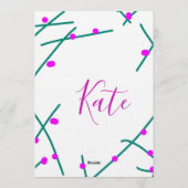 Invitation Nom d'arbre de cerisier vert rose boho rétro rusti (Dos)