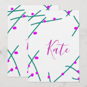 Invitation Nom d'arbre de cerisier vert rose boho rétro rusti (Devant / Derrière)