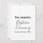 Invitation nom date cérémonie de baptême catholique simple mi (Dos)