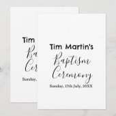 Invitation nom date cérémonie de baptême catholique simple mi (Devant / Derrière)