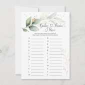 Invitation Nom de bébé Race Jeu, Baby shower de verdure Jeu I (Devant)