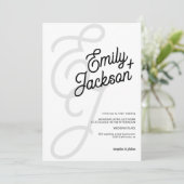 Invitation Nom de brosse monogramme en gras mariage de code q (Debout devant)