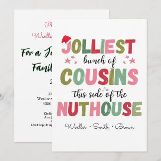 Invitation Nom de famille de Noël Cousin réunion correspondan