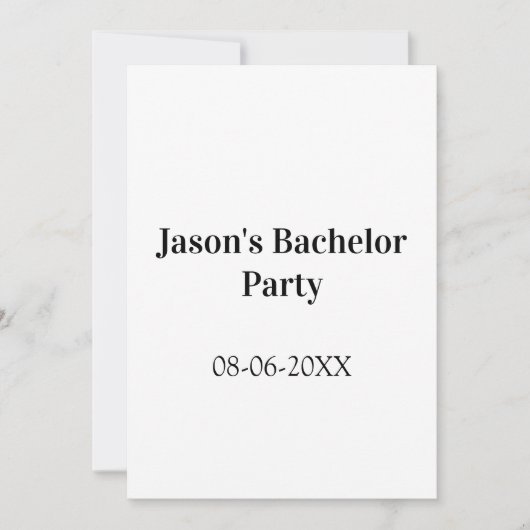 Invitation Nom de la fête de bachelor date simple minimal mei (Devant)