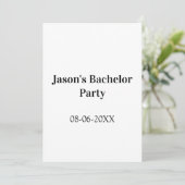 Invitation Nom de la fête de bachelor date simple minimal mei (Debout devant)