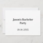 Invitation Nom de la fête de bachelor date simple minimal mei (Dos)