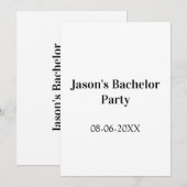 Invitation Nom de la fête de bachelor date simple minimal mei (Devant / Derrière)