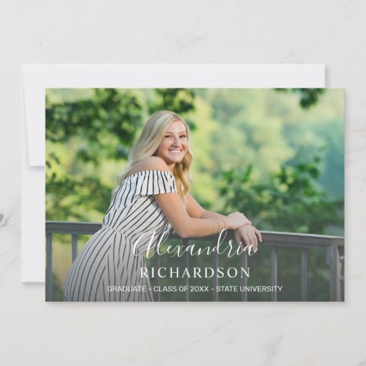 Invitation Nom de la méthode de script Photo Graduation Party (Devant)