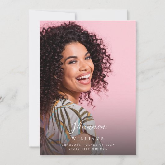 Invitation Nom de la méthode de script Photo Graduation Party (Devant)