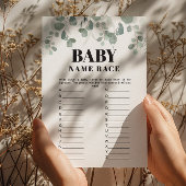 Invitation Nom de la nature Course Baby shower imprimable Jeu