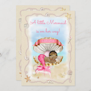 Invitation Nom de la princesse d'ethnie Mermaid sur Clam Shel