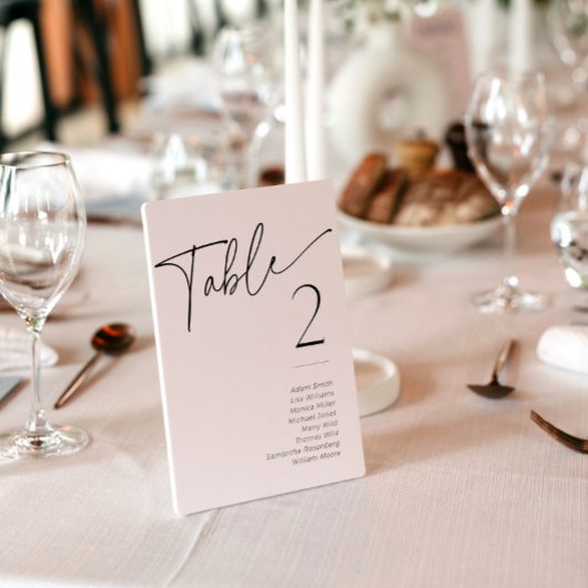 Invitation Nom de la table de Fête des mariées noire et blanc