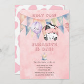 Invitation Nom de la vache Sainte Fille 1ère. Fête d'annivers (Devant / Derrière)