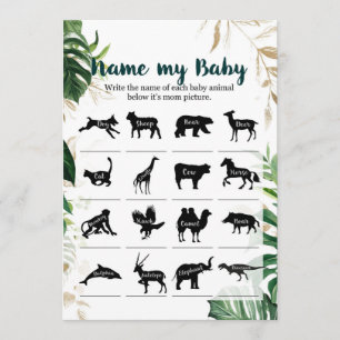 Invitation Nom de mon Baby Gold Safari Baby shower Jeu