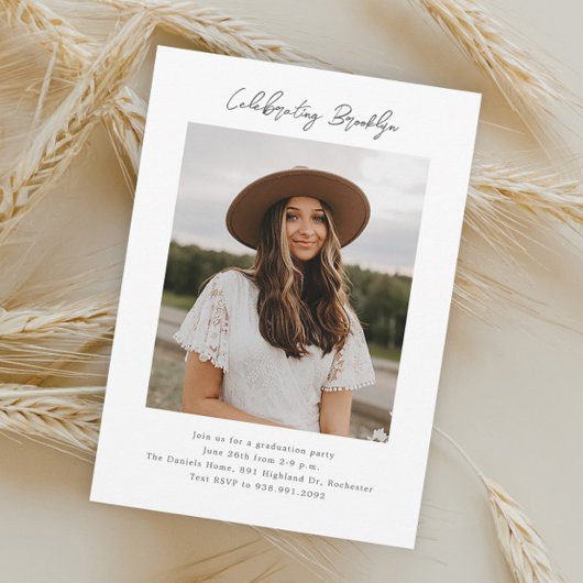 Invitation Nom de script simple et élégant Diplôme photo