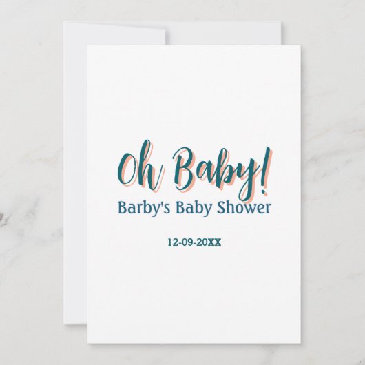 Invitation nom de shower bébé simple bleu gras oh bébé bébé  (Devant)