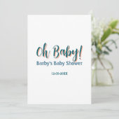Invitation nom de shower bébé simple bleu gras oh bébé bébé  (Debout devant)