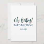 Invitation nom de shower bébé simple bleu gras oh bébé bébé  (Dos)