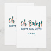 Invitation nom de shower bébé simple bleu gras oh bébé bébé  (Devant / Derrière)